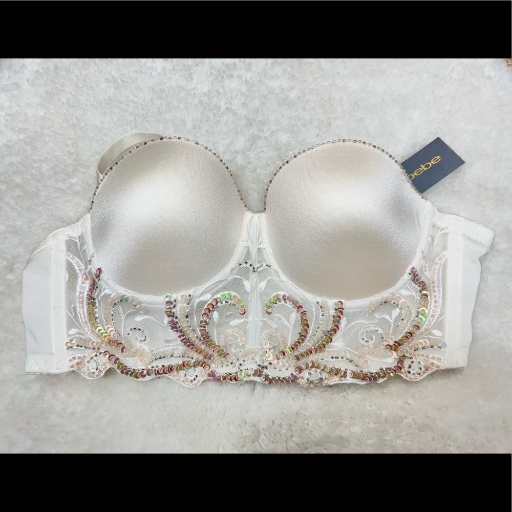 New Bebe white Isabel Strappy Bra Top